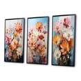 thumbnail image 3 of Designart "Collage of Light-Colored Zinnias Flowers III" Floral Framed Wall Art Set Of 3 - Red Zinnias Frame Gallery Set For Office Decor, 3 of 7