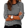 thumbnail image 2 of zbxnLI Womens Crew Neck T Shirts Trendy Striped 3/4 Sleeve Shirt Top for Women Comfort Spring Summer Tops, 2 of 5