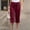 Wine, variant on TAGOLD Womens Summer Pants,Women Casual Solid Color Cropped Trousers Bandage Pockets Elastic Waist Comfortable Straight Pants