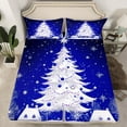 thumbnail image 2 of jejeloiu Christmas Theme Twin Sheet Sets,Luxury Xmas Tree Twin Fitted Sheet,Pink Blue Flat Sheet For Children,Super Cozy Room Decor,3-Piece, 2 of 7