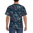 thumbnail image 3 of Bixox Men's Navy Blue Geometric Printed Short Sleeve Skinny Athletic T-Shirt, 3 of 6