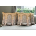 thumbnail image 6 of Ambesonne Moroccan Throw Pillow Cover 4 Pack, Rabat Hassan Tower, 18", Apricot Pale Brown, 6 of 7