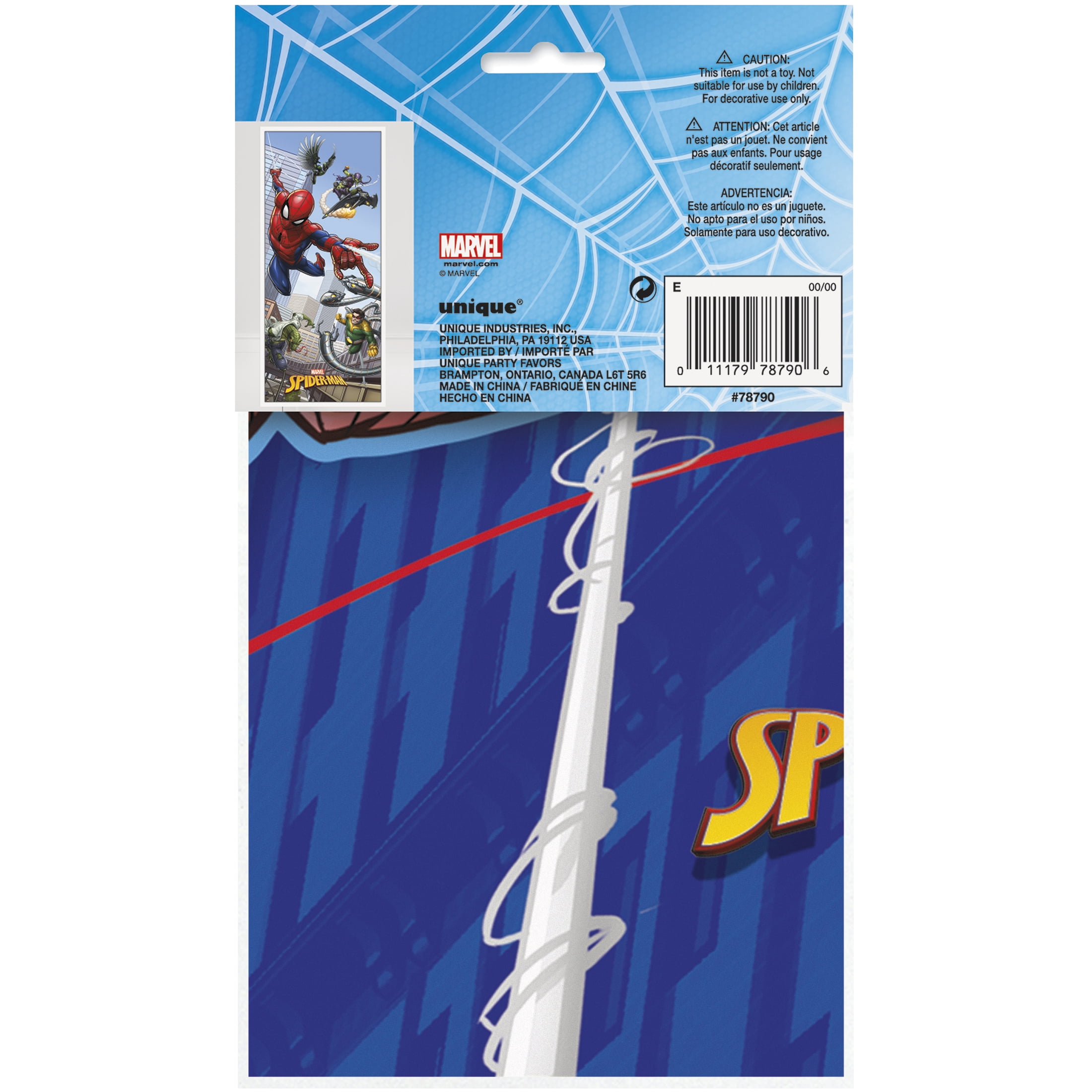 Plastic Spiderman Birthday Door Poster, 5ft x 2.25ft