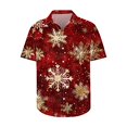 thumbnail image 4 of BLTIBY Christmas Shirt for Men Lapel Button Down Short Sleeve Hawaiian Shirts Xmas Snowman Printed Casual Holiday Shirts Tops Red 3 3XL, 4 of 5