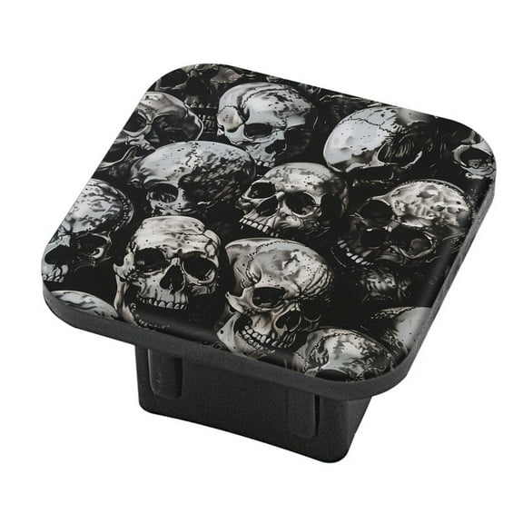 Hitch Cover Fits For 2-Inch Hitch,Wall Of Skulls Covered In Black And White Ink Art Stylerubber Trailer Hitch Cover Tube Plug Insert,Car Exterior Accessories, Receiver Tube Hitch Plug