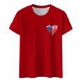 thumbnail image 1 of Hauts de Printemps pour Femmes Jour de l'Indépendance Drapeau Col Rond Imprimé Lettre Manches Courtes T-Shirts pour Femmes Rouge TTG, 1 of 4