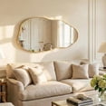 thumbnail image 4 of VITALOOM Irregular Wall Mirror 30"x16.5", Small Asymmetrical Mirror for Powder Room, Matte Gold Rust Proof Aluminum, Tempered Glass Wavy Mirror for Bedroom Makeup, Hallway & Aesthetic Room Decor, 4 of 8