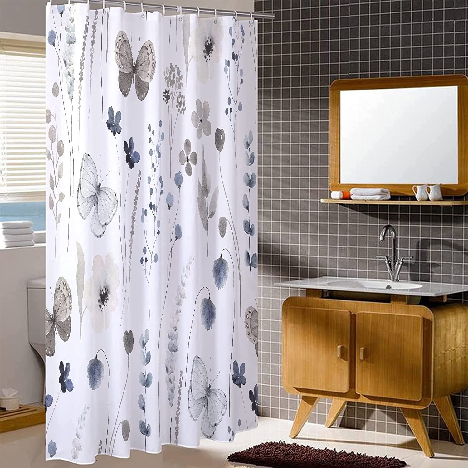 Stall Shower Curtain Cotton Diamond Shower Room Glass Sliding Door Wet