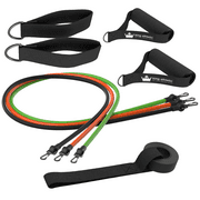 Resistance Bands with Handles & Door Anchor :: Rubber Stretch Fitness Training Tube Band Set Comes with Leg Straps and Exercise Chart