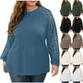 thumbnail image 1 of EYWGYA Hauts Décontractés Grande Taille pour Femmes, Blouse Grande Taille pour Femmes Col Rond Style Raglan Couleur Unie Manches Longues, 1 of 1