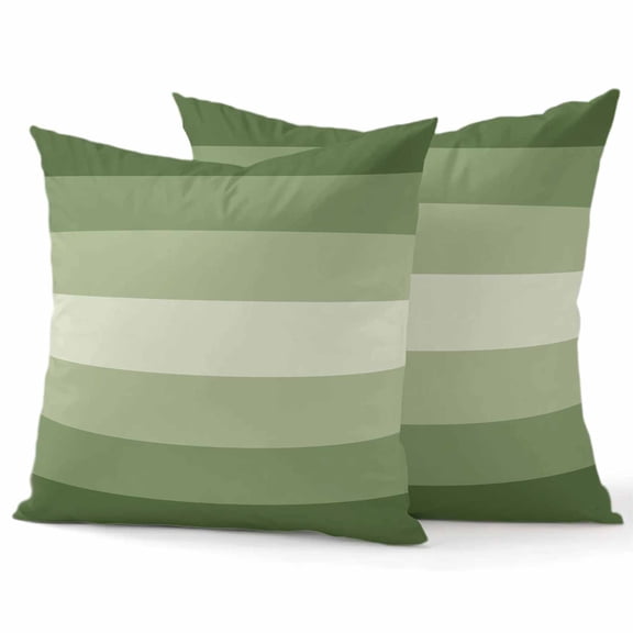 Decorative Throw Pillow Covers 16x16 Inch Set of 2 Sage Green Home Decor Pillow Cases for Couch, Gradient Stripes Modern Cushion Case for Living Room Bedroom Bed Car Chair