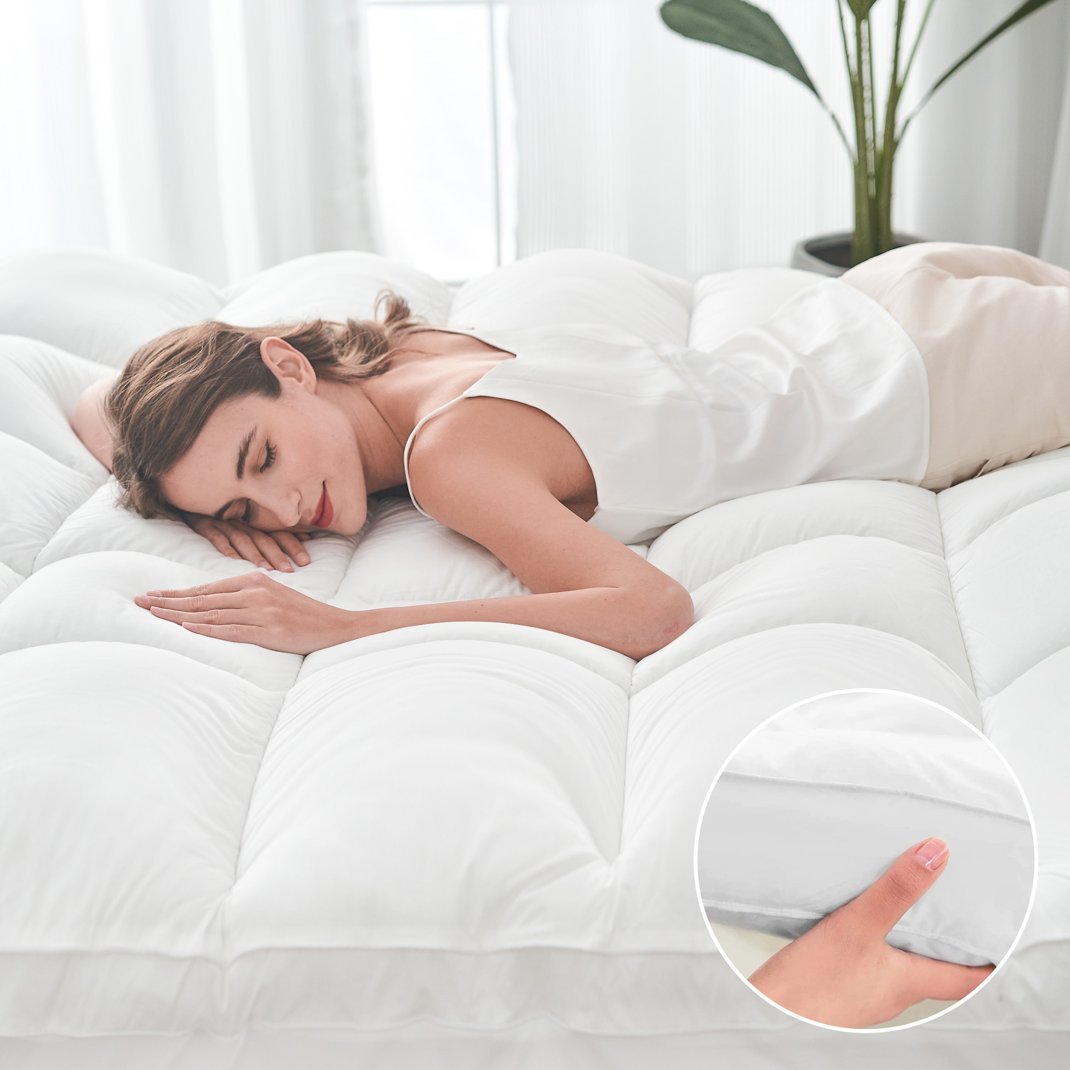 Teler 800GSM Extra Thick Mattress Topper, Twin XL, White photo 6