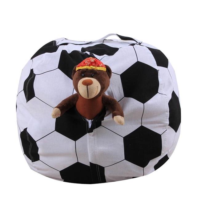 Sillón puf de almacenamiento de 18 pulgadas con funda tipo puf con cremallera para juegos de juguetes de peluche para niños
