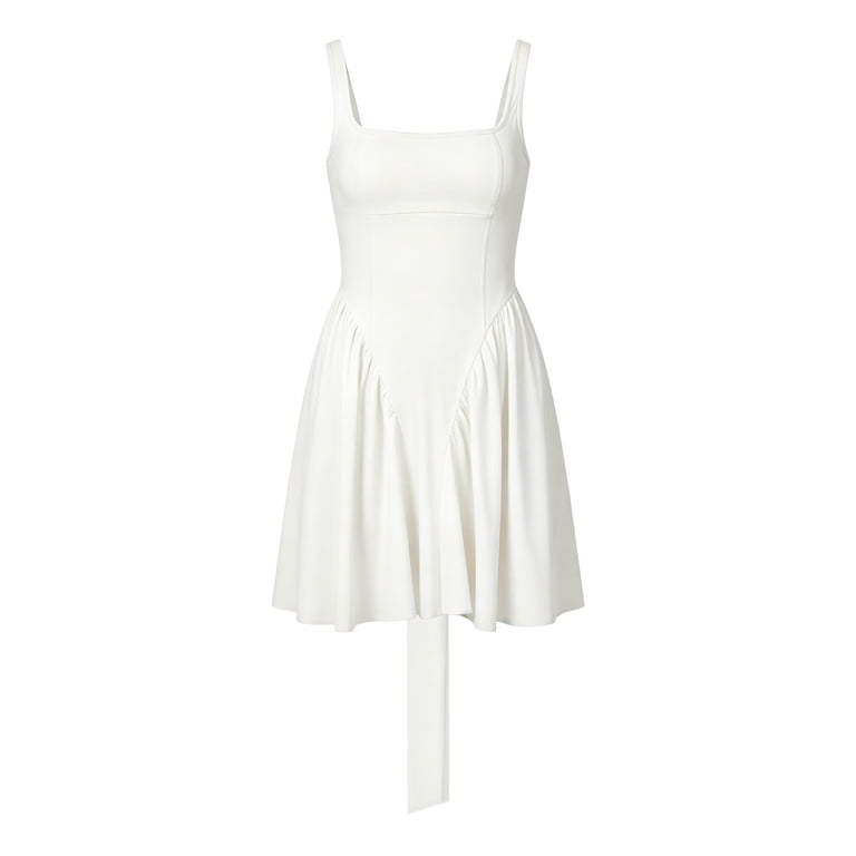 white backless graduation dress Conairie Women's Halter Tie Bow Solid Color Summer Party Midi S Low Iron If Needed formal evening gowns How To Use Boob Color:Sand