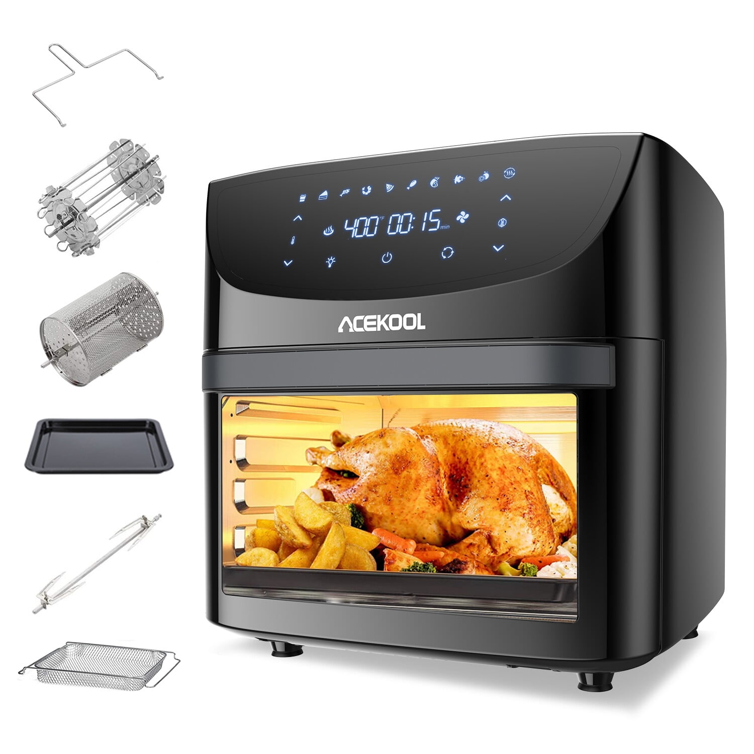 Acekool 19 Qt 1800 W 10-in-1 Digital Air Fryer Countertop Oven ...