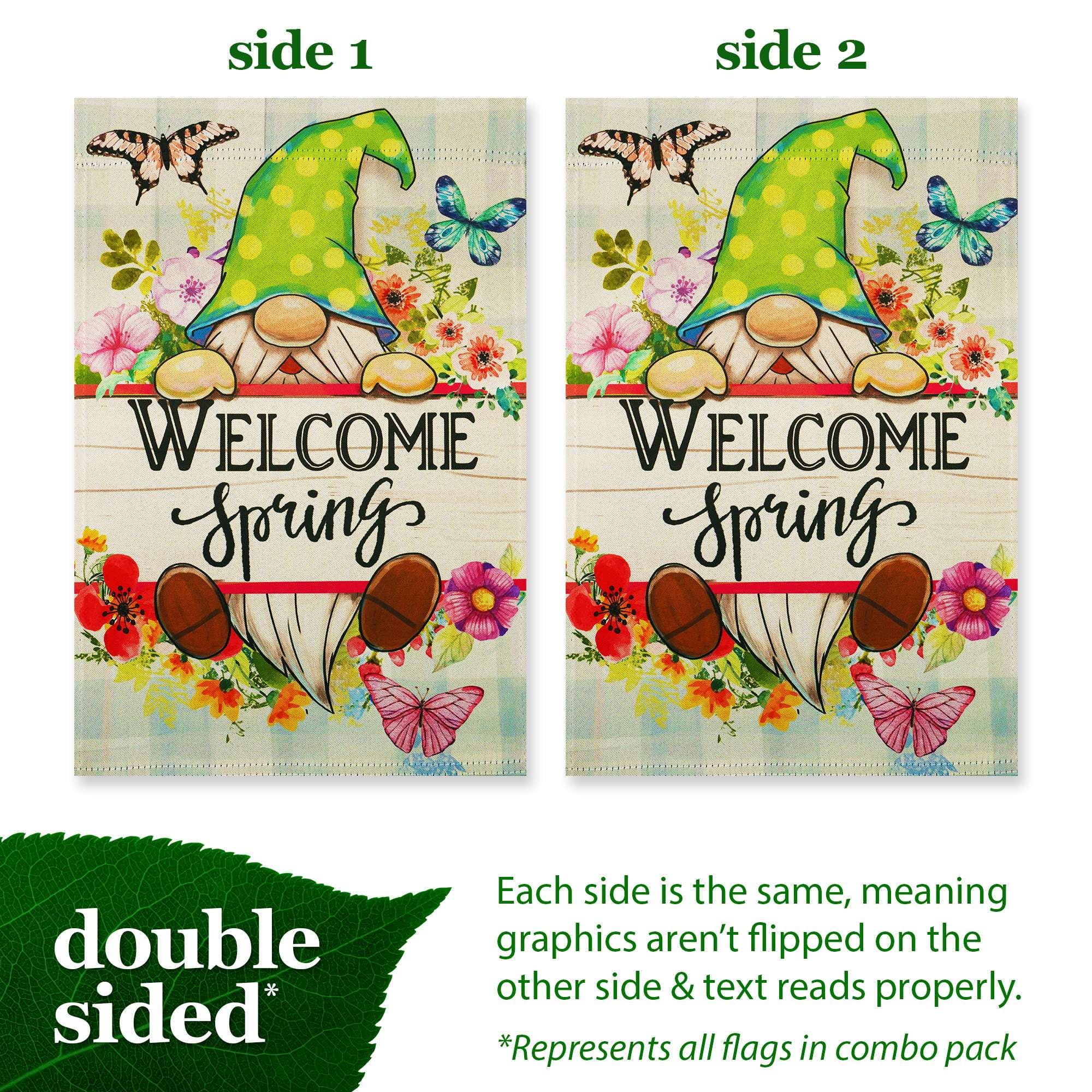 G128 Garden Flags Set of 10 Double Sided 12"x18" Seasonal Holiday Flag Gnomes Yard Garden Lawn Decoration