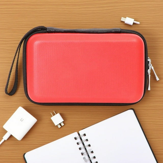 Tnarru Organisateur d'Accessoires Électroniques, Pochette de Rangement Portable en EVA, Étui Étanche pour Écouteurs avec Câble USB, Carte SD, Écouteurs Rouges