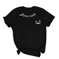thumbnail image 5 of Pumpkin Spooky Graphic Tees for Women Crew Neck Short Sleeve Fashion Tops Fall Shirts Black M, 5 of 6