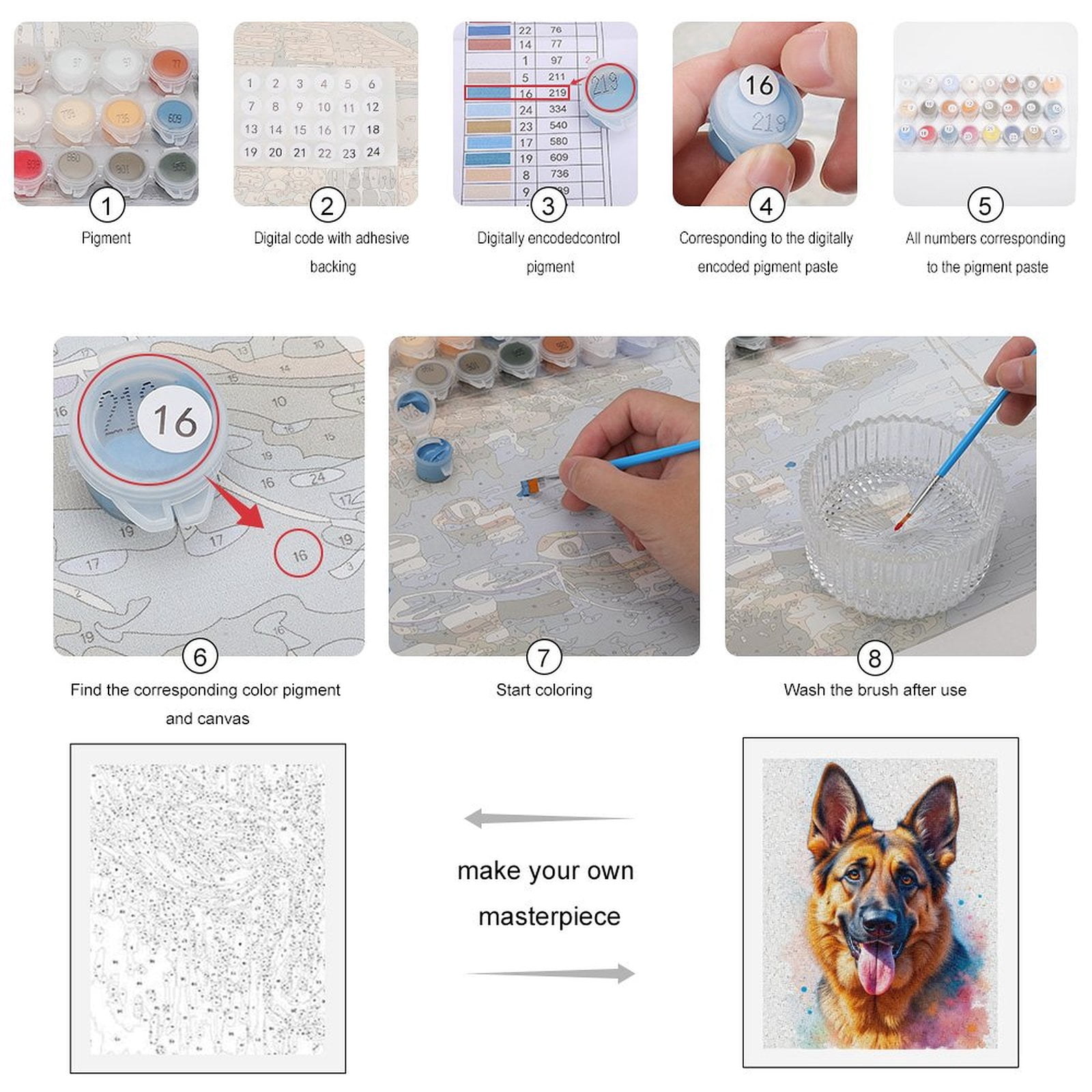 Paint By Numbers Kit for Adults Beginner - DIY Dog Portrait Colorful Abstract Art Canvas Painting Kits for Adults, Frameless Paint By Number for Adults for Home Wall Decor 16x20 Inch