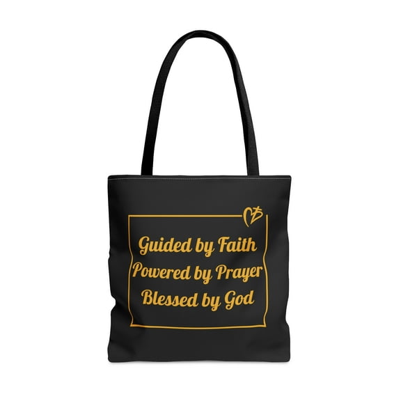Guided By Faith Tote Bag Black | Christian Accessories Tote Bag 3 Sizes