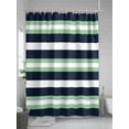 thumbnail image 5 of Fsddascl Green Navy Blue Striped Shower Curtain Set - 48" x 72" Washable Bathtub Curtain with 12 Hooks, Chic Abstract Lines Geometric Waterproof Fabric Stall Shower Curtains for Bathroom/Bathtub, 5 of 6