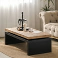 thumbnail image 5 of This Modern Industrial Coffee Table: Two-Tone Wood & Floating Top Design, 47.6" L x 23.6" W x 16.3" H, 5 of 9