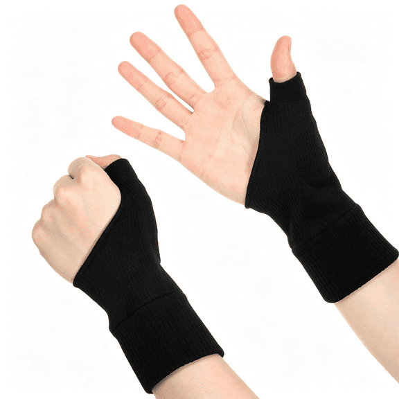 DUPAI Thumb Compression Sleeve Support, 2 Pcs Thumb Compression Sleeve Support for Arthritis, Carpal Tunnel, Women & Men (Black)