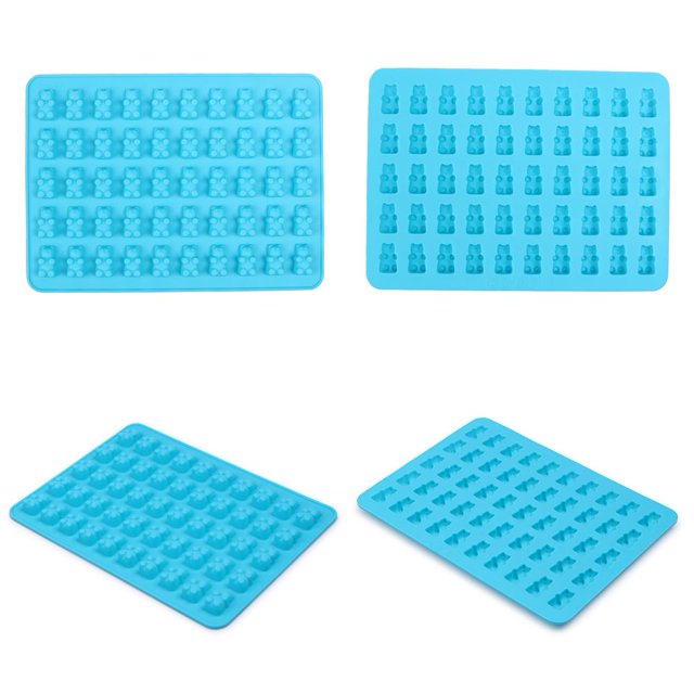 10pcs 50 Cavity Gummy Bears Jabón de silicona Bandeja de cubitos de hielo Molde para hornear (Azul)