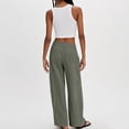 thumbnail image 5 of Wide Leg Linen Pants for Women Tall Spring Linen Palazzo Pants Baggy High Waisted Beach Pant Gauze Lounge Trousers Green S, 5 of 5