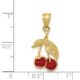 thumbnail image 2 of 14k Yellow Gold Polished Red Enameled Cherries Pendant Necklace 27x13mm Pendant for Women, 2 of 2