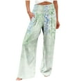 thumbnail image 2 of WFJCJPAF 2025 New Product Capri Pants for Women,Women Casual Comfortable Printing Pockets Elastic Waist Straight Loose Pants - Green L, 2 of 5