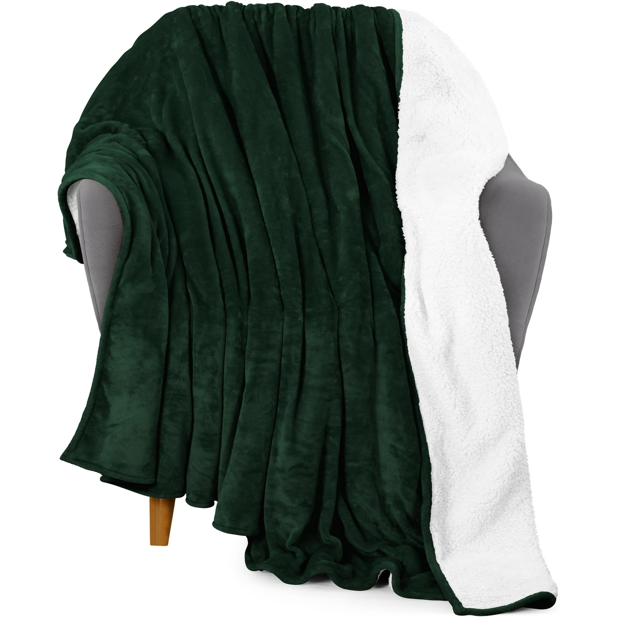 Utopia Bedding Sherpa Blanket Throw Size forest Green 50x60 Inches 480gsm Thick Warm Plush Fleece Reversible Blanket For Bed Sofa Couch Campin