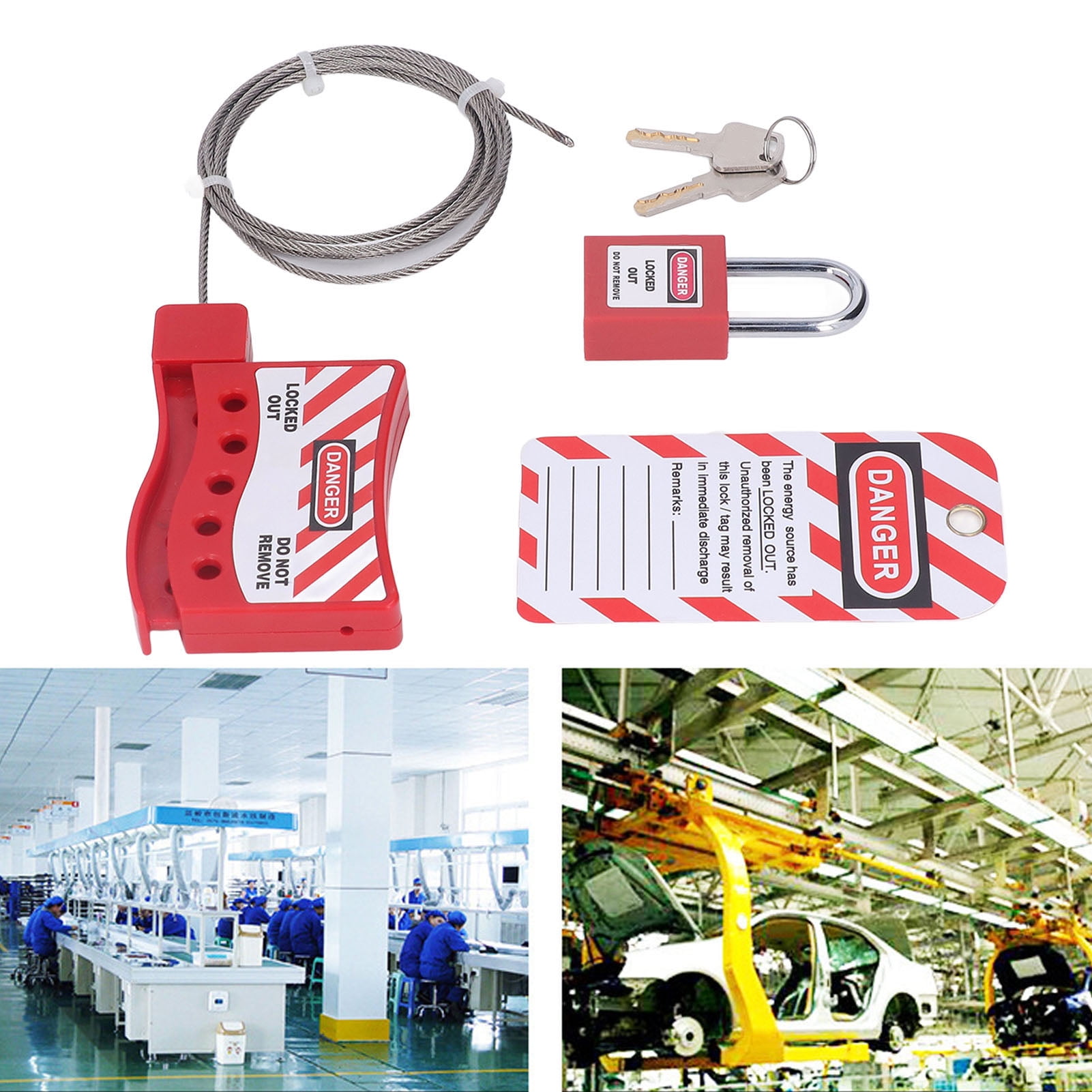EOTVIA Lockout Tagout Cable Lock Lockout Tagout Steel Cable Lock