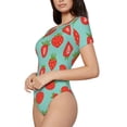 thumbnail image 2 of Naloa Hand Drawn Strawberry Women's Short-Sleeved Onesie, One-Piece Swimsuit for Parties, dates, clubs - Medium, 2 of 9