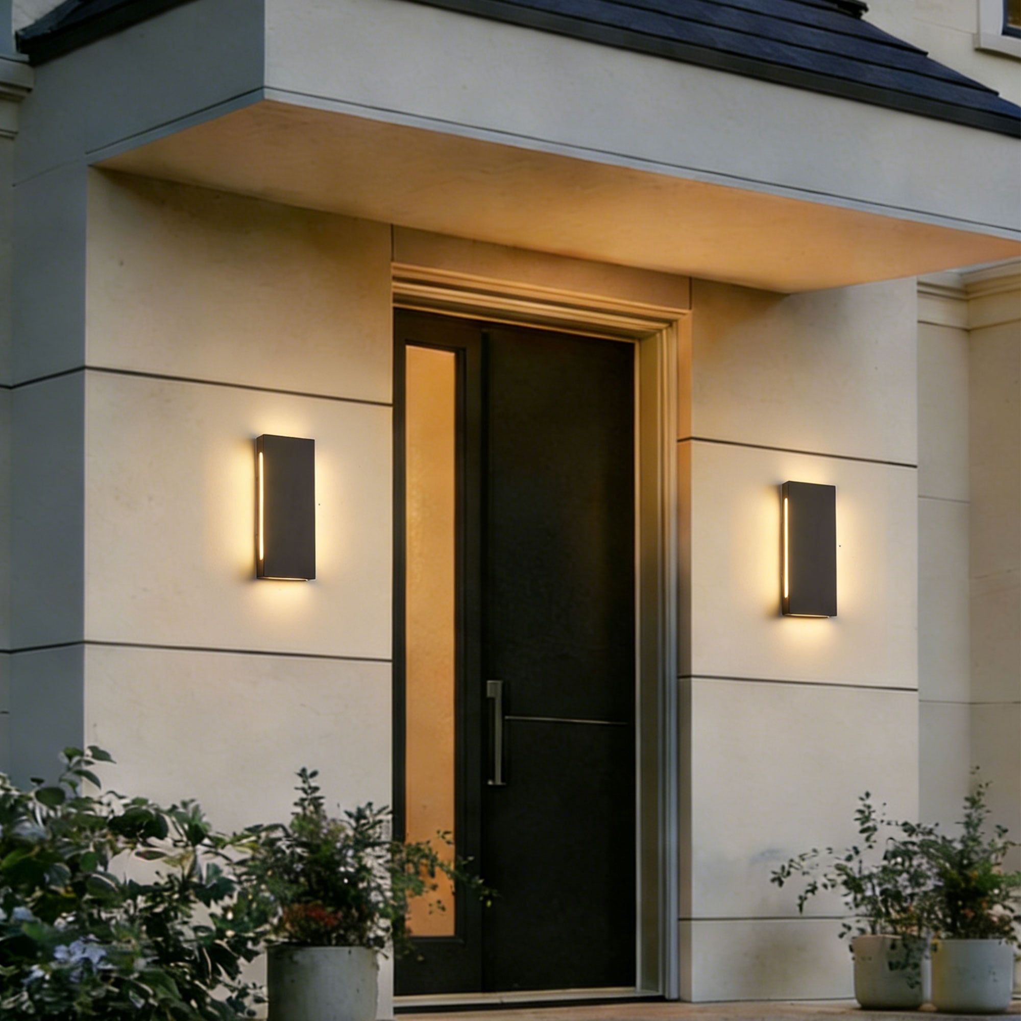 2-Pack Outdoor Wall Lights, LED Up and Down Lights Outdoor, Modern Wall Sconces Porch Light, Black Exterior Lighting Fixtures Wall Mount, Outside Lights for House Front Door Garage, 3000K