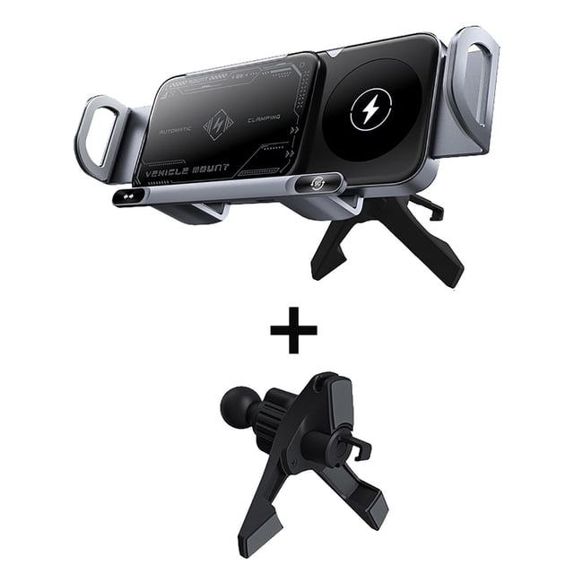 High Intelligent Auto Rotating 2 in 1 Wireless Charging Dock and Smart Car Mount Holder for Mobile Phone Tablet Foldable Device