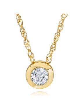 Fine Jewelry Com 14k Yellow Gold 1 4ct Round Diamond Solitaire Bezel Pendant 18 Chain
