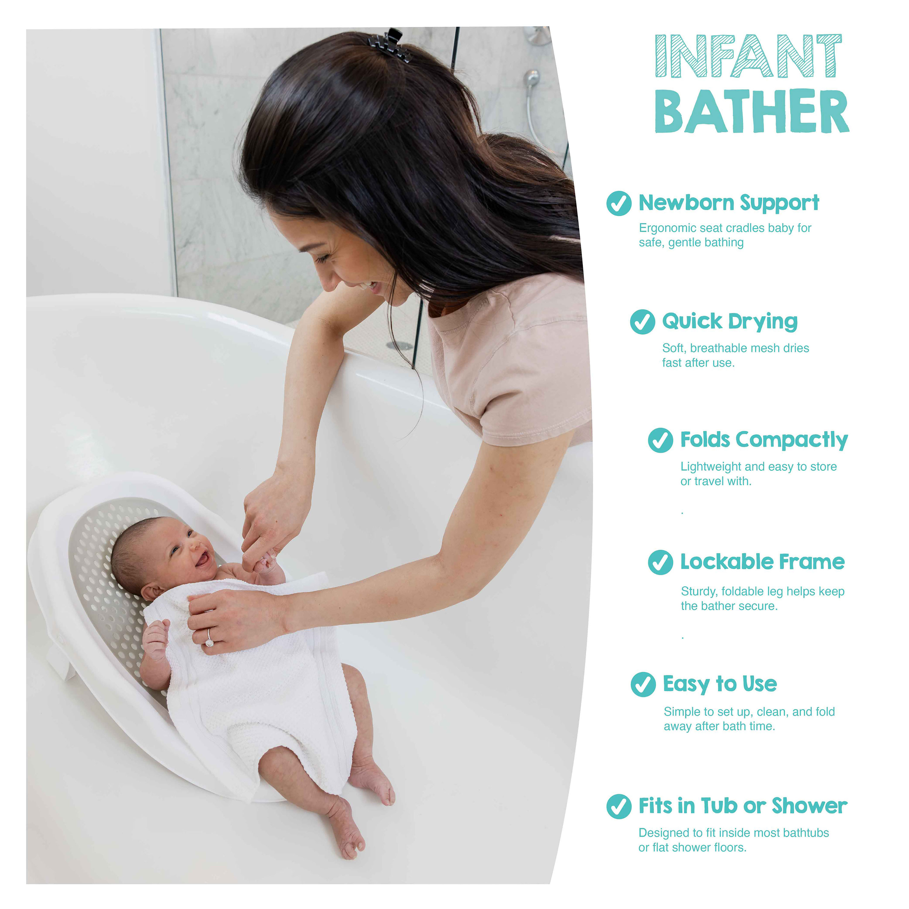 Regalo Ergonomic Baby Bath Support Positioner, Single pack, White, Newborn