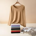 thumbnail image 3 of Womens Solid Long Sleeve Pullover Winter Warm Crewneck Shirts Comfortable Pajamas Tops Soft Fuzzy Loungewear, 3 of 5