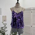 thumbnail image 2 of Yvsxxv Purple Fish Scale Sequin Tank Top V Neck Cami Vest 1Pc, 2 of 7