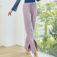 thumbnail image 7 of Plebaso Yoga Gym Pants for Women Casual Solid Color High Waist Split Wide Leg Pants Women's Loose Athletic Pants, 7 of 7