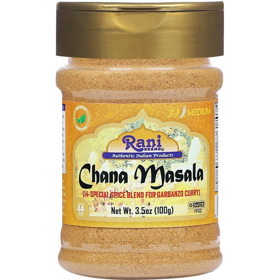 Rani Chana Masala (Garbanzo Curry 15-Spice Blend) 3.5oz (100g) PET Jar ~ All Natural | Vegan | No Colors | Gluten Friendly | NON-GMO | Kosher | Indian Origin