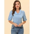 thumbnail image 4 of INSPIRE CHIC Blusa De Manga Corta Con Cuello De Peter Pan Para Mujer Azul S, 4 of 4