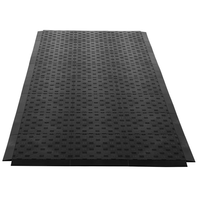 KFFKFF Male Garage Floors Transition Edge Kit, 15 PCS Sturdy PP Interlocking Modular Garage Floor Edging Slip-resistant, Easy Assembly, Black