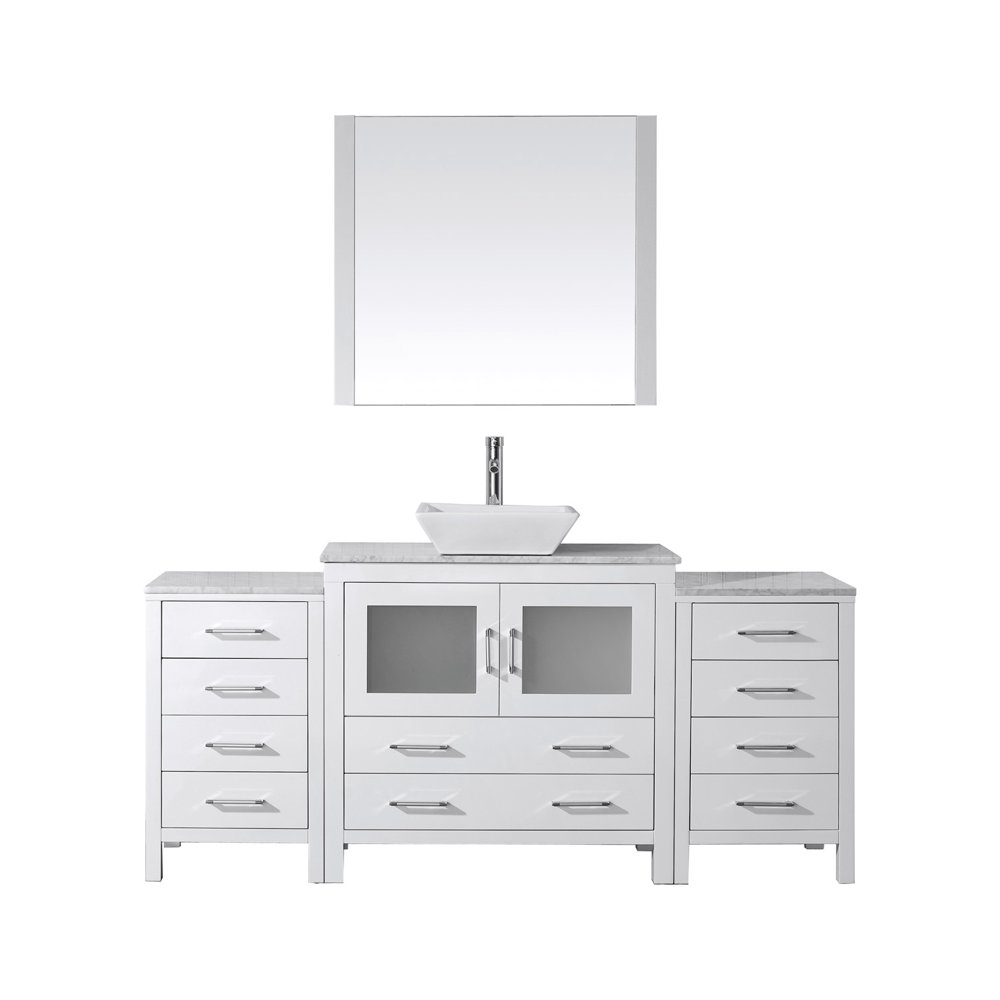 Dior 72" Single Bath Vanity in Espresso with Marble Top and Square Sink