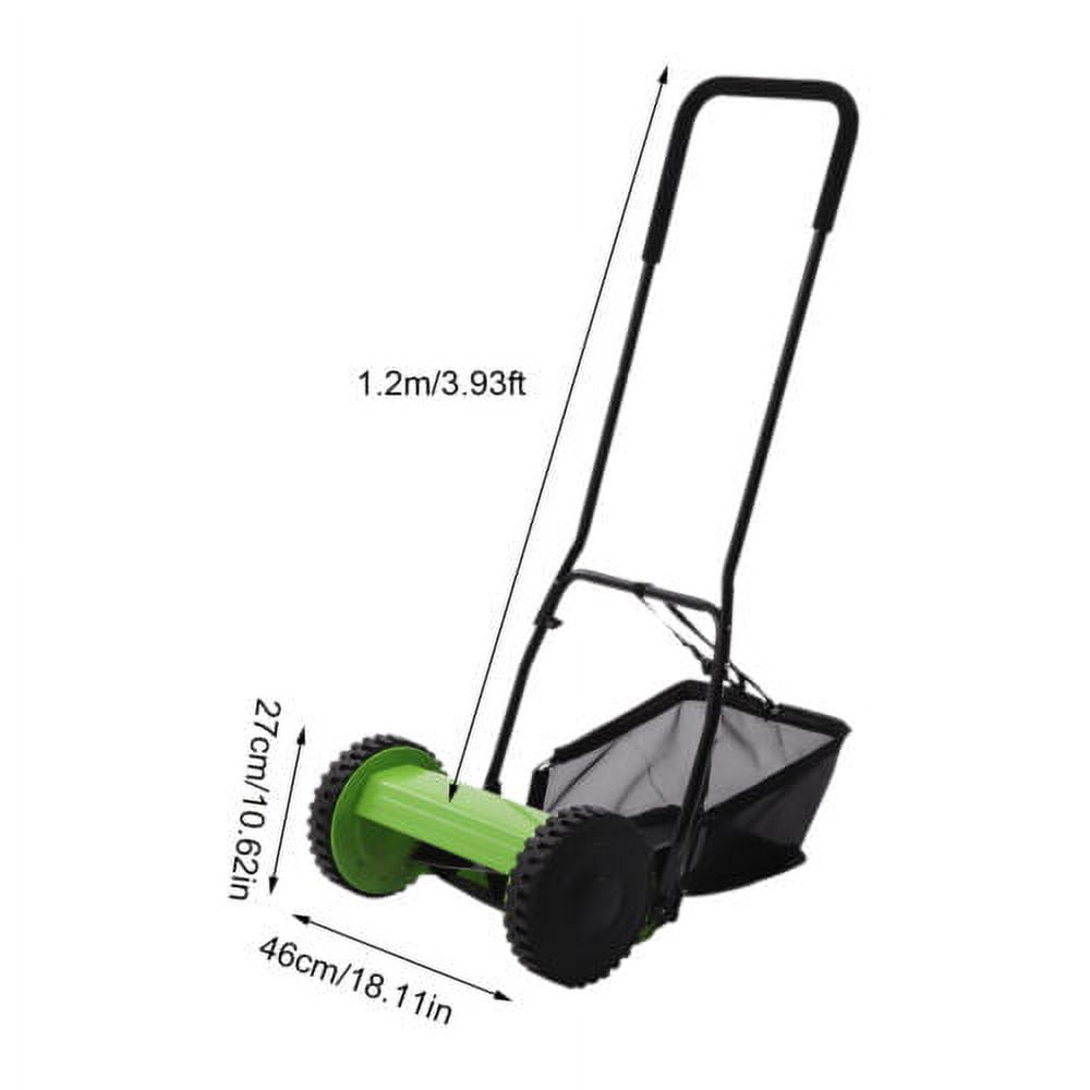 Adjustable Height Lawn Mower Manual Reel Push Walk Behind Dual Wheeled 5-Blade