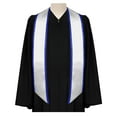 thumbnail image 2 of Endea Graduation White/Royal Blue Plain Graduation Stole with Trim Color  Angled End, 2 of 9