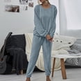 thumbnail image 5 of AOMPMSDX Womens Pajama Sets 1Set Solid Color Flannel Pants Sets Leisure Wear Wear Suit Casual Sleepwear Set Cozy Nightwear Set Blue Nightgowns For Women XL, 5 of 9
