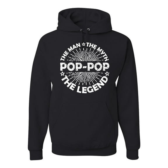 Wild Bobby, Pop-Pop Man Myth Legend Funny Dad Uncle Papa Granpa Dad Gift, Father's Day, Unisex Graphic Hoodie Sweatshirt, Black, Small