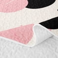 thumbnail image 5 of Castle Fairy Trendy Irregular Blob Print Bed Spread Queen 3pcs,Slender Dot Line Soft Pale Tone Queen Coverlet Set,Pink Black Ivory,1 Quilt and 2 Pillowcases, 5 of 7